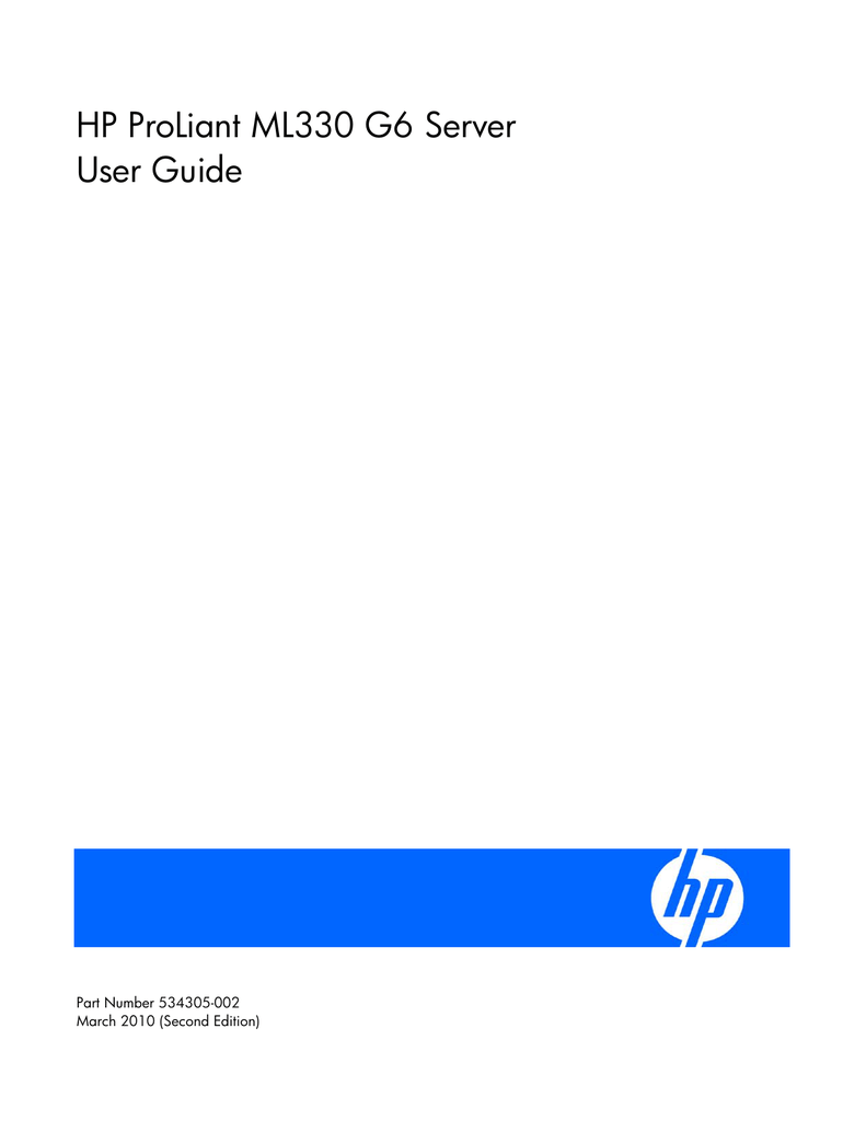 HP (HewlettPackard) ML330 G6 Server User manual Manualzz