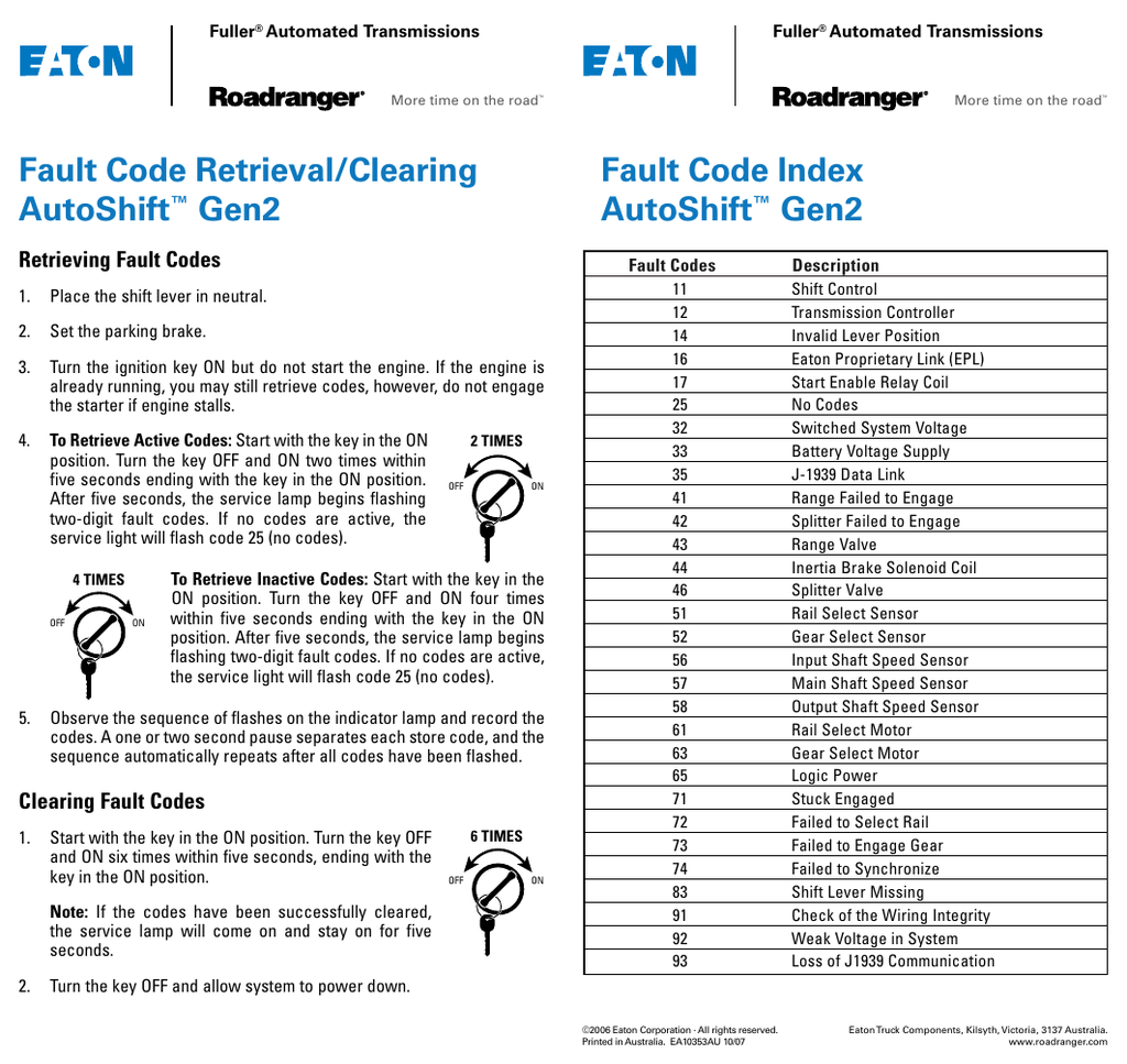 Fault Code Retrieval Clearing Autoshift Gen2 Fault Manualzz