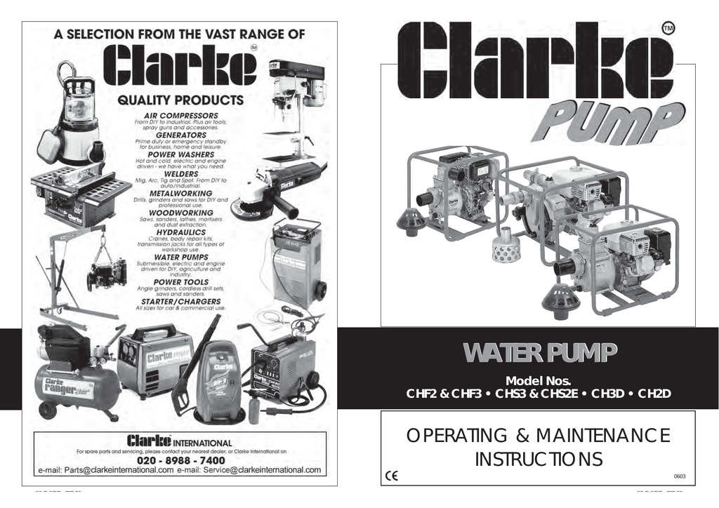 water pump specs