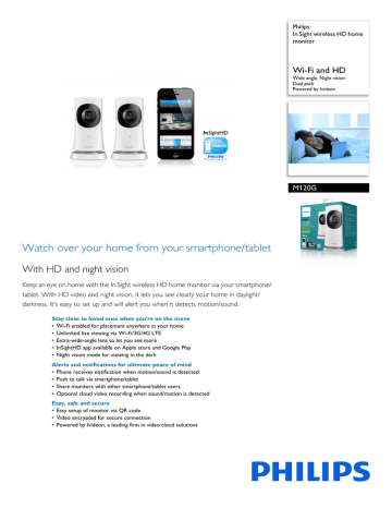 Philips M120G/10 In.Sight wireless HD home monitor Product Datasheet | Manualzz
