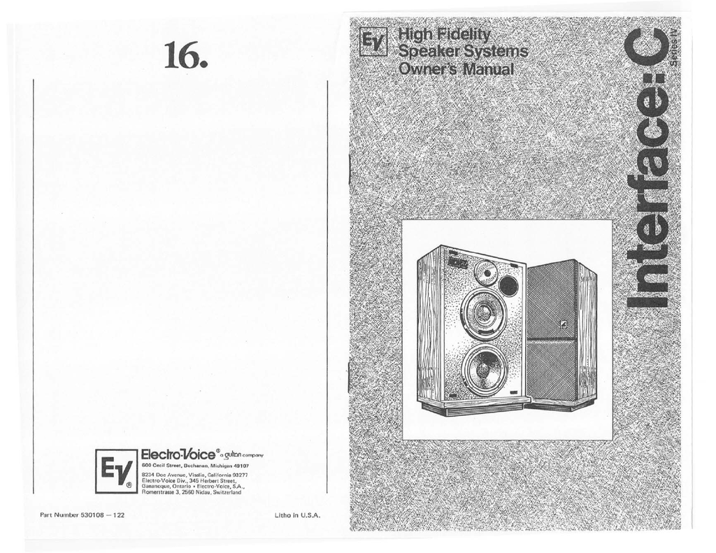 Electro-Voice Interface: C Owner's manual | Manualzz