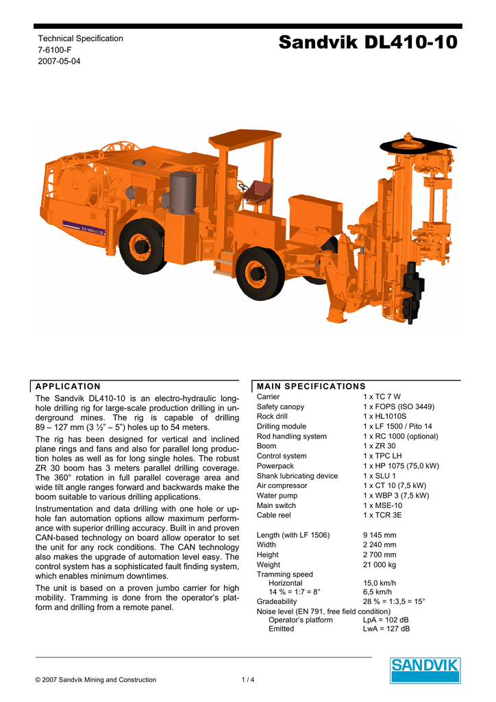 Sandvik DL41010 Sandvik Mining and Construction Manualzz