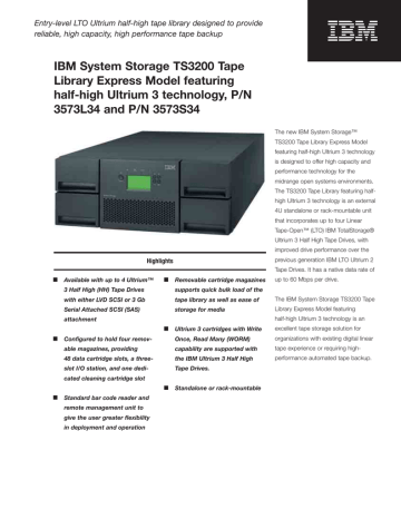 Ibm System Storage Ts3200 Tape Library Express Model Featuring Manualzz