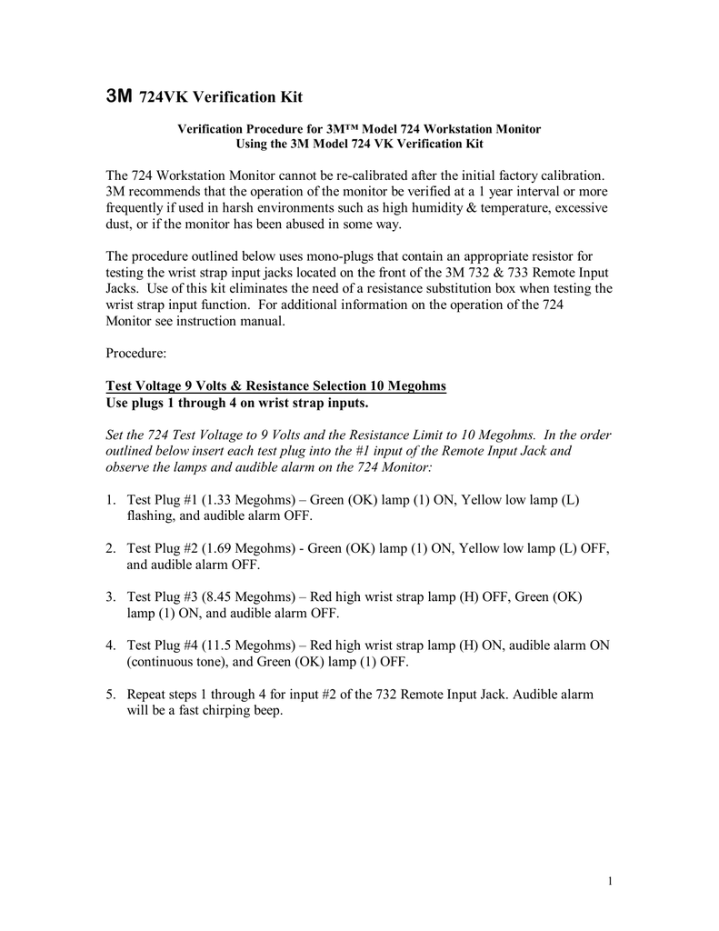3M 724VK Verification Kit | Manualzz