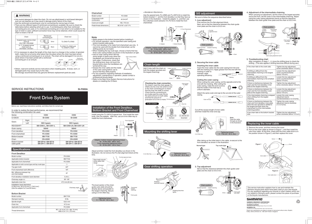 shimano c050 front derailleur replacement