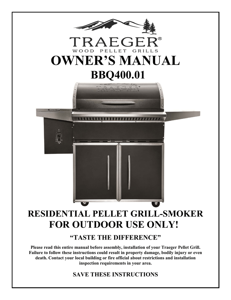 Traeger BBQ400.01 Bbq And Gas Grill Owner's Manual Manualzz