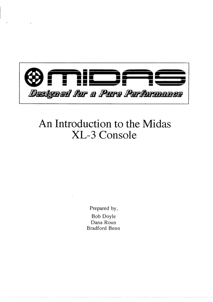 An Introduction To The Midas Xl 3 Console Manualzz