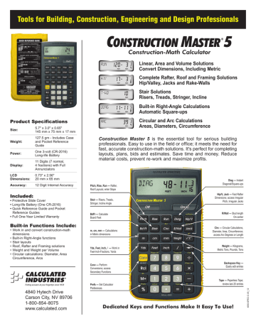 construction master pro desktop calculator 44080