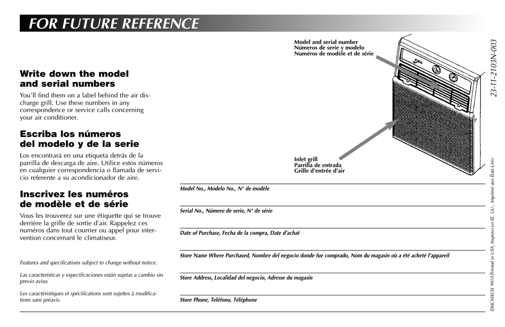 Hampton Bay HBV075 Air Conditioner Owner's Manual Manualzz