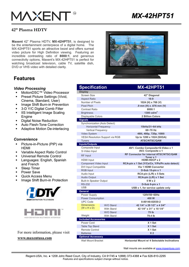 Product Sheet Hdtv Solutions Manualzz