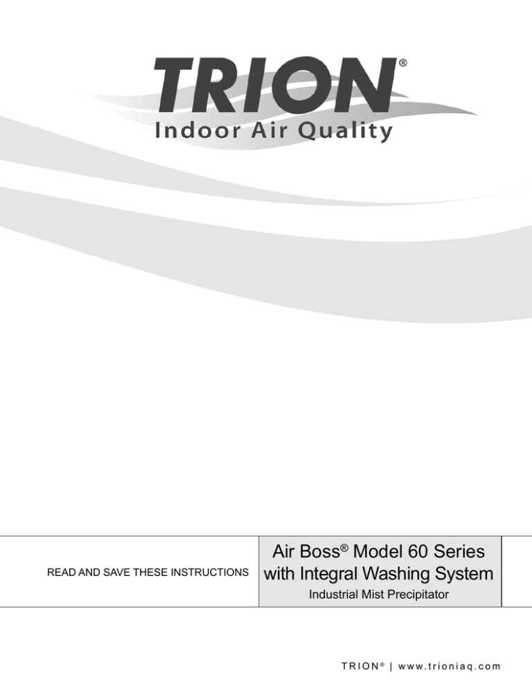 Trion Air Boss® Model 60 Electronic Air Cleaner User manual Manualzz