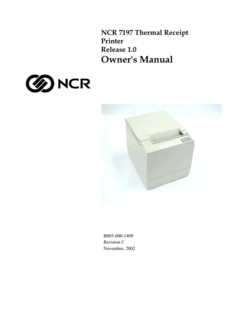 Ncr 7197 Thermal Receipt Printer Release 1 0 Owner S Manual Manualzz