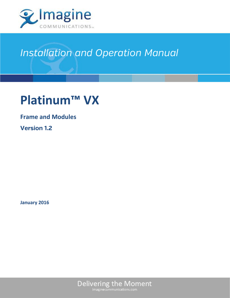 Platinum Vx Imagine Communications Manualzz