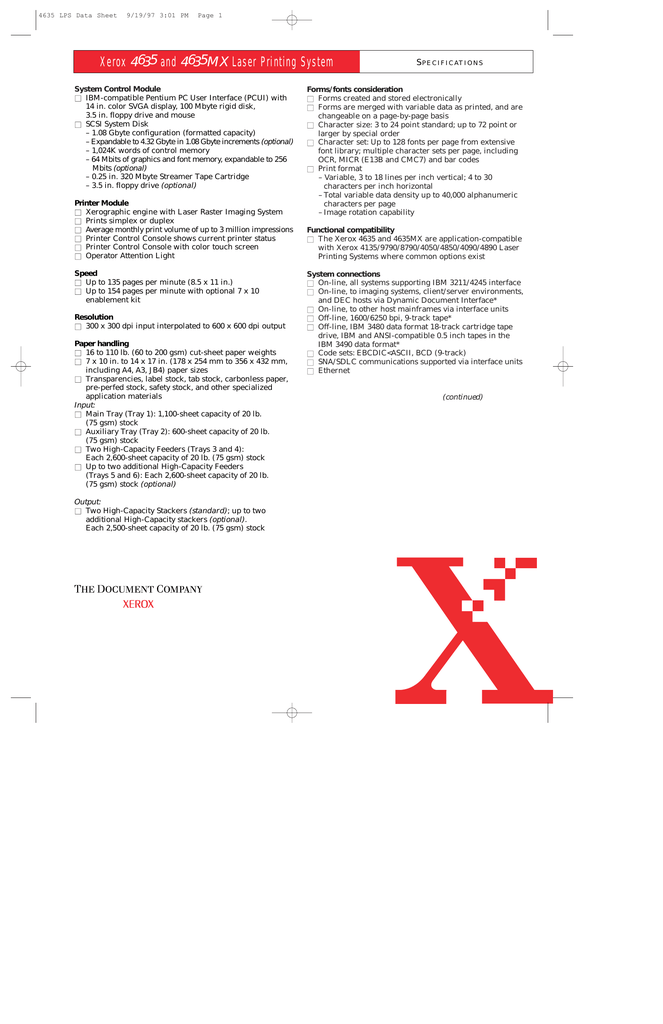 4635 Lps Data Sheet Canam Imaging Products Manualzz