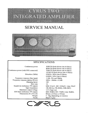 Cyrus 2 Service Manual Mod Reduced 15 12 07 Manualzz