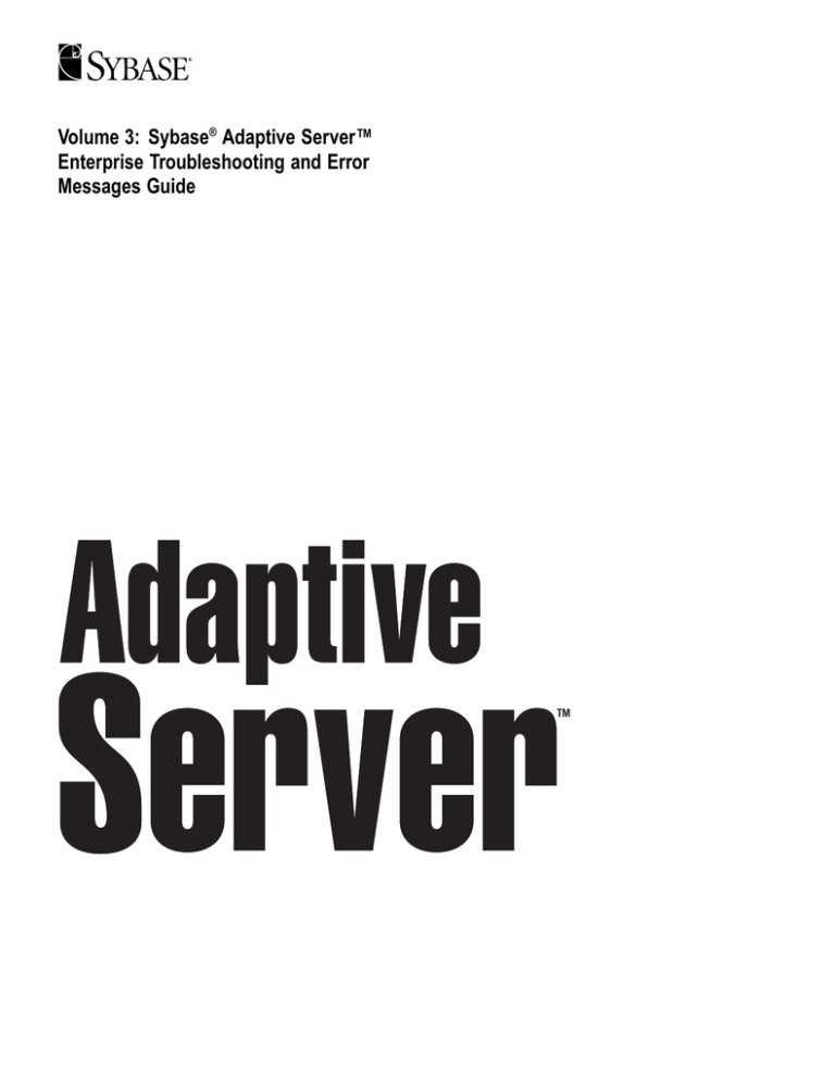 Sybase Adaptive Server Enterprise Troubleshooting And Error Manualzz