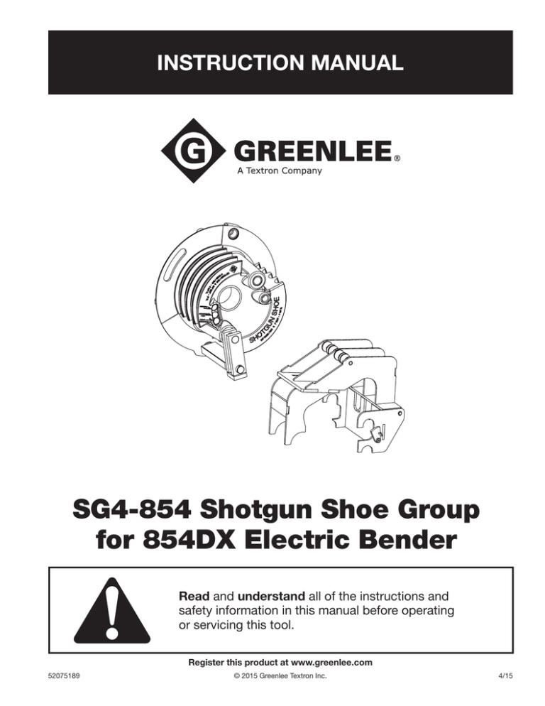 Greenlee SG4 SHOTGUN SHOE User manual | Manualzz