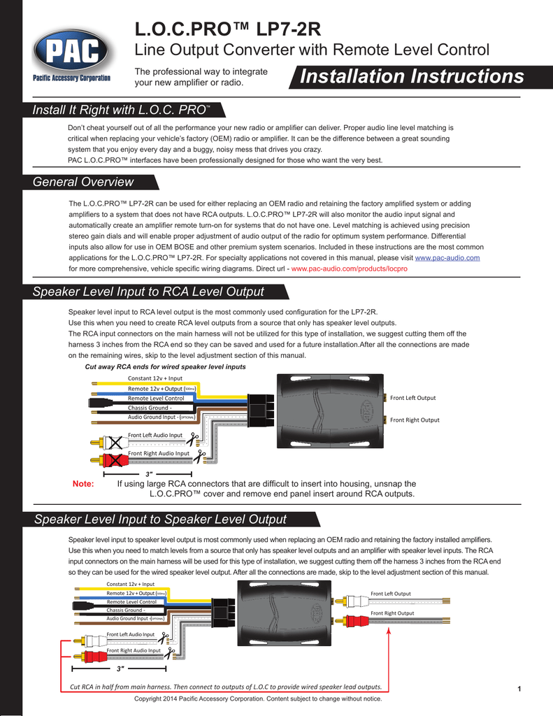 pac lp6 4 line output converter