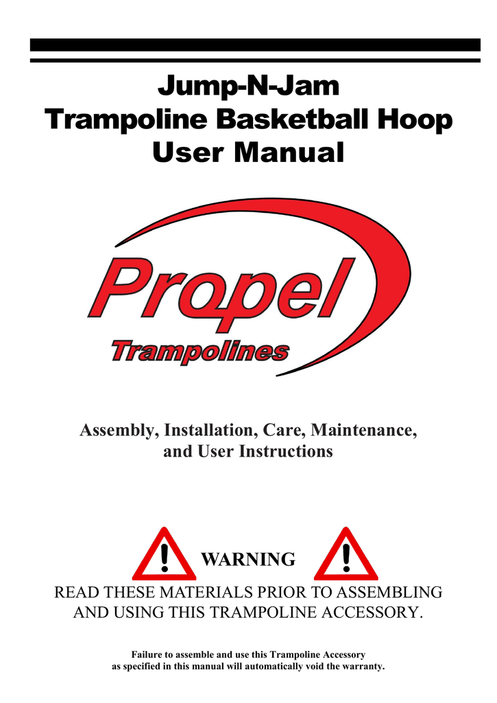 Jump N Jam Trampoline Basketball Hoop User Manual Manualzz