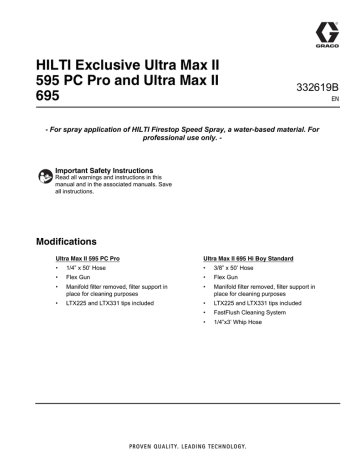 Graco 332619B - Hilti Exclusive Ultra Max II 595 PC Pro and Ultra Max