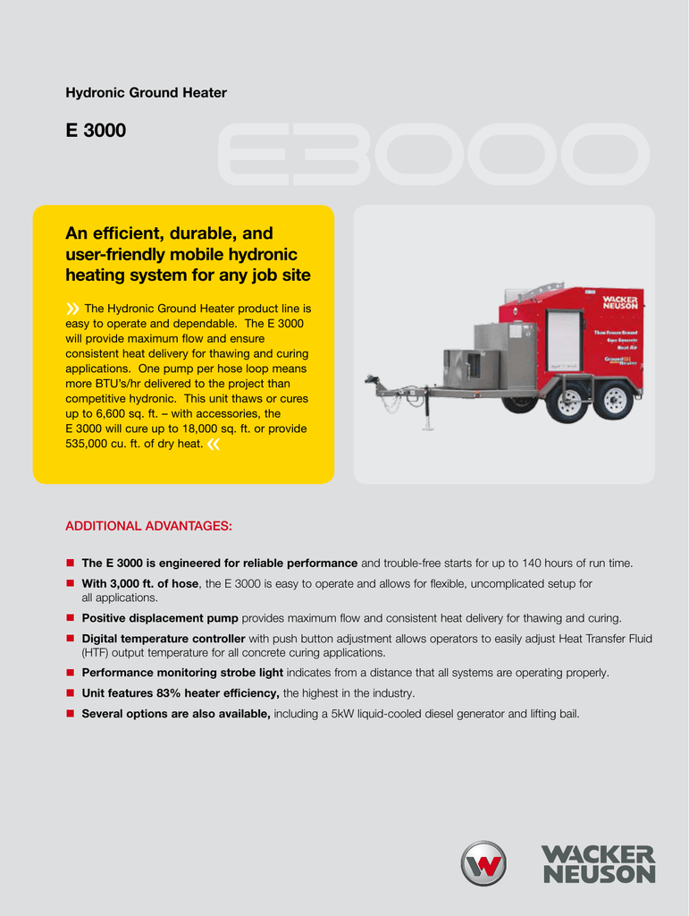 Ground Heater E3000 Specs - Wilder WeThaw | Ground Thawing | Manualzz