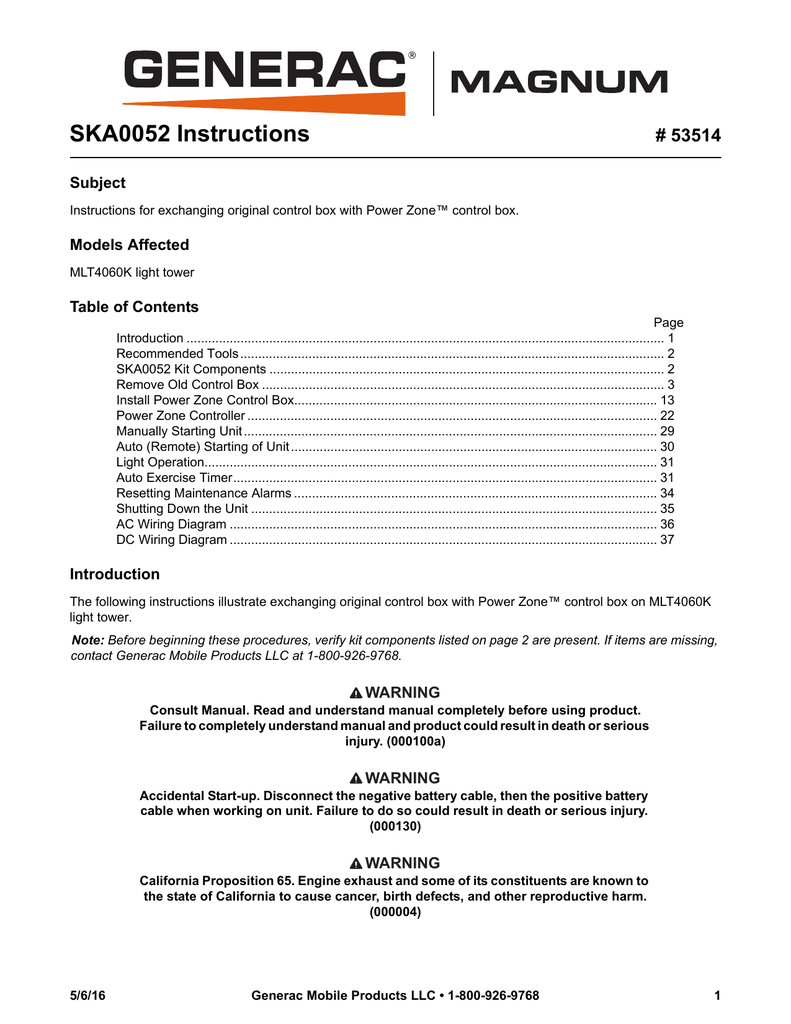 Generac MLT4060 Power Zone Control Instructions Manualzz