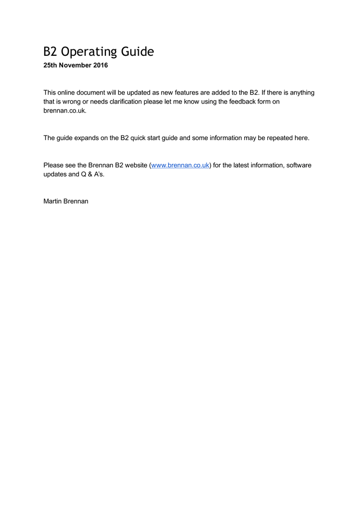B2 Operating Guide Manualzz