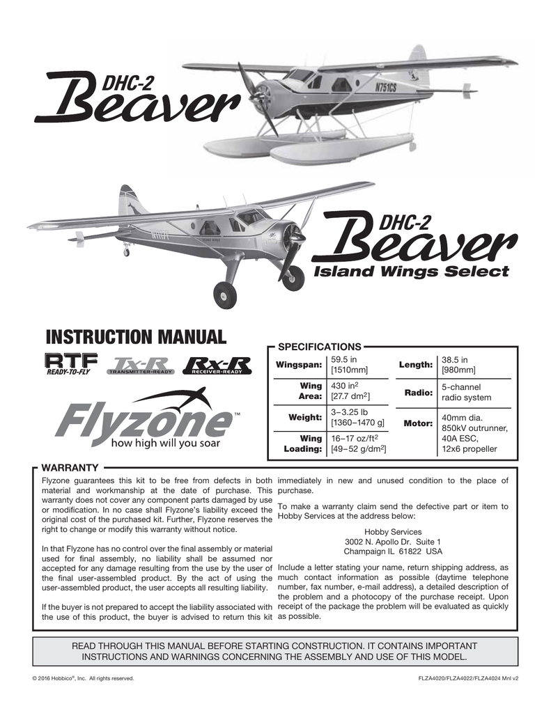 Flyzone Fuselage Set DHC-2 Beaver Select Scale FLZA6265
