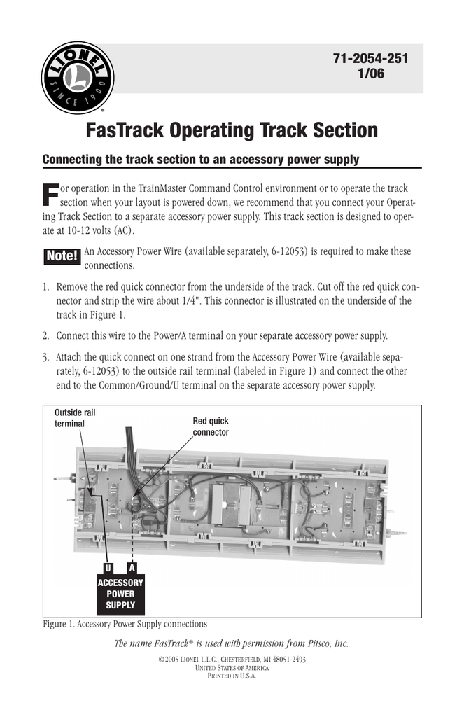 lionel fastrack operating track section