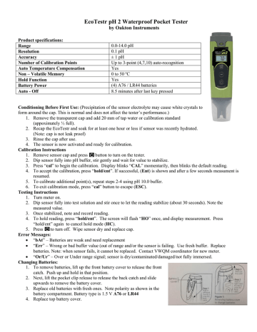 Oakton Ecotestr Ph 2 User Manual 