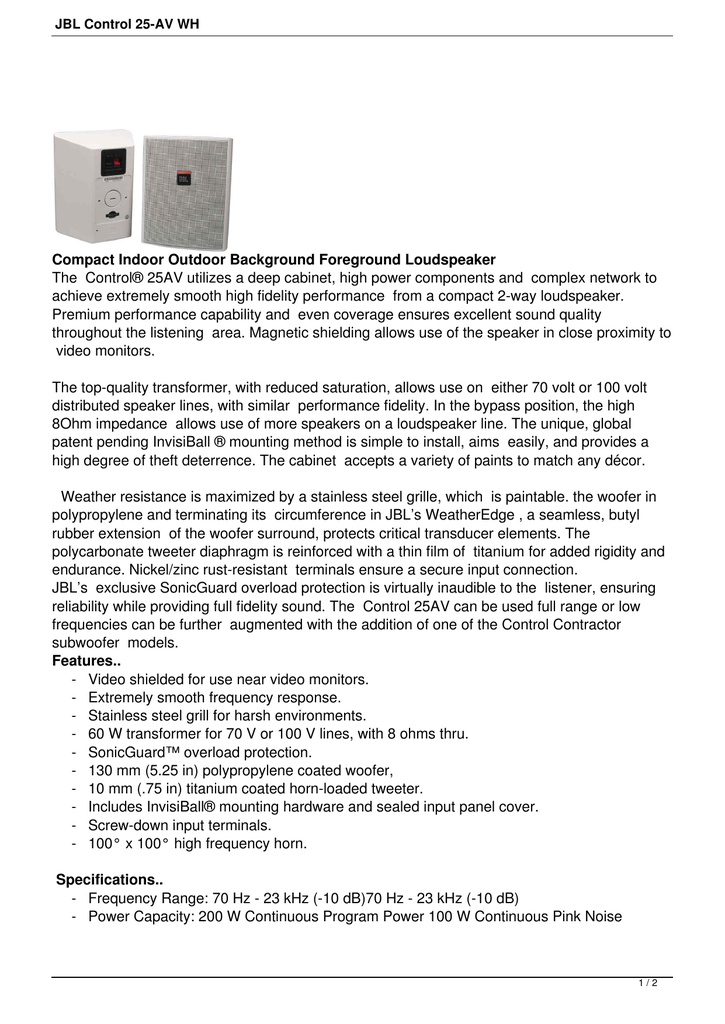 jbl control 25 wh