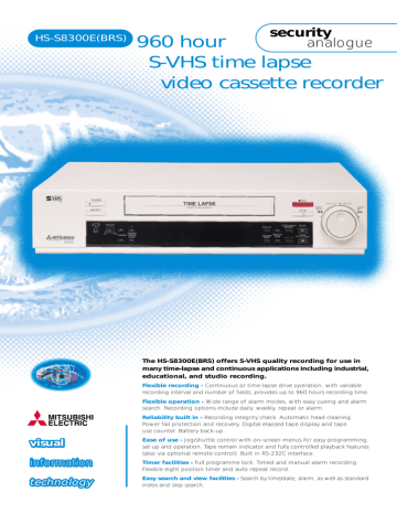 960 hour S-VHS time lapse video cassette recorder | Manualzz