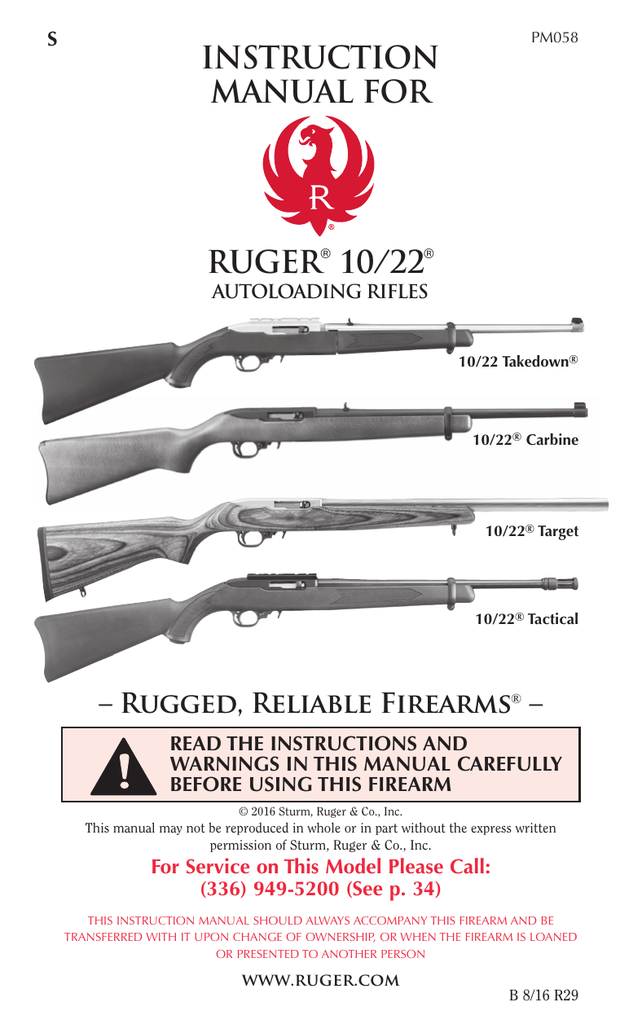 2014 Ruger 10/22 factory instruction manual BRAND NEW!!!! 