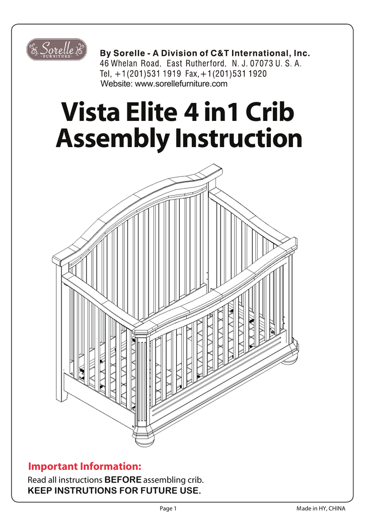 sorelle vista elite crib instructions
