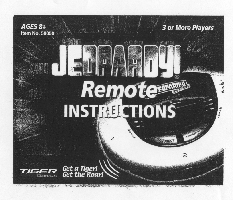 Hasbro Jeopardy Remote Operating Instructions Manualzz