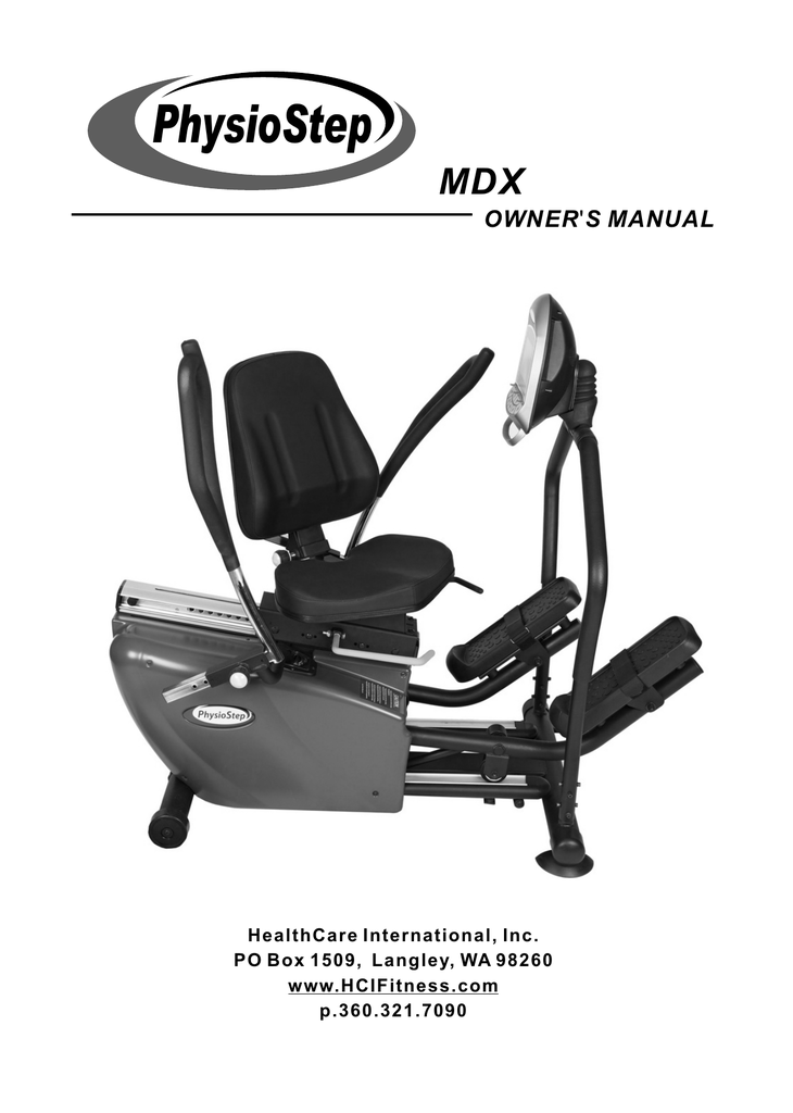 Fabrication Enterprises 69 0157 Hci Physiostep Mdx Recumbent Elliptical Cross Trainer Manual 7570