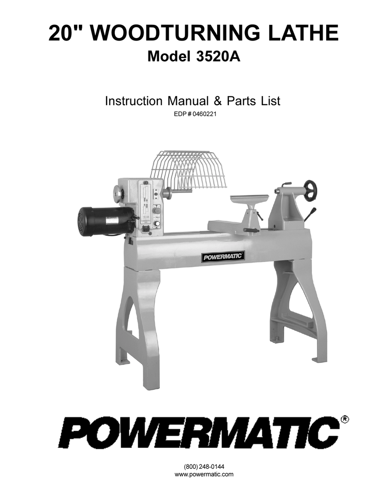 20" WOODTURNING LATHE Model 3520A Manualzz