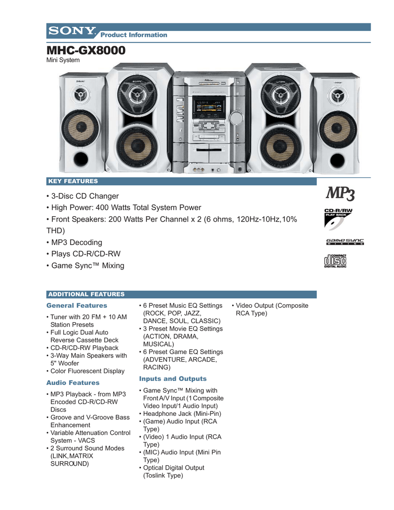 MHC-GX8000 | Manualzz