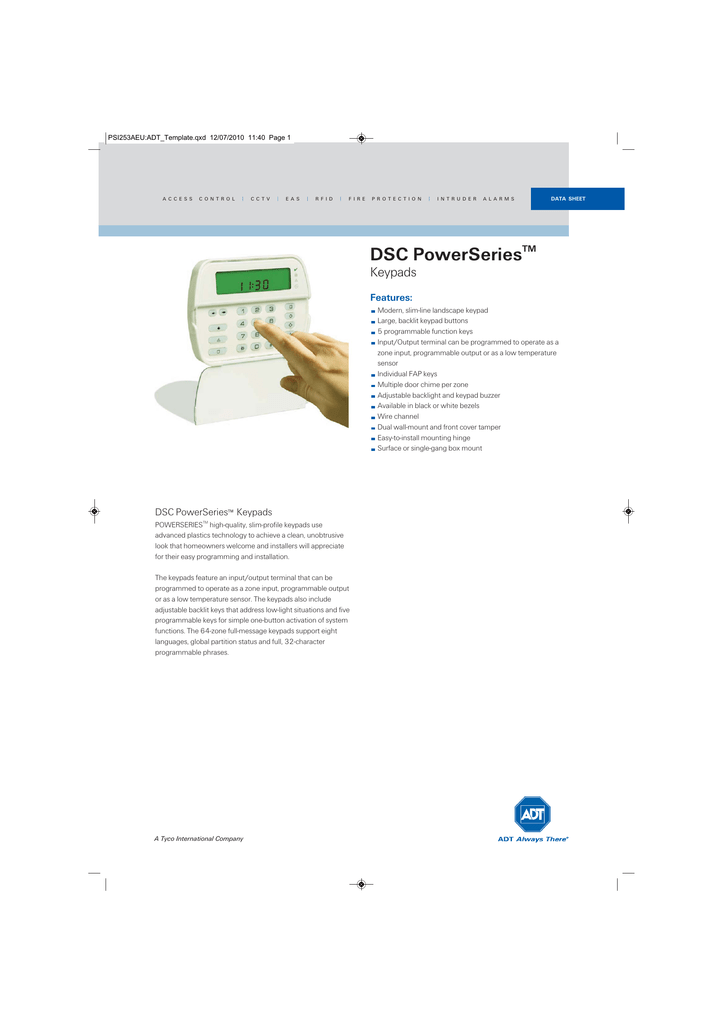 Psi253aeu Dsc Powerseriestm Keypads Adt European Branded Manualzz