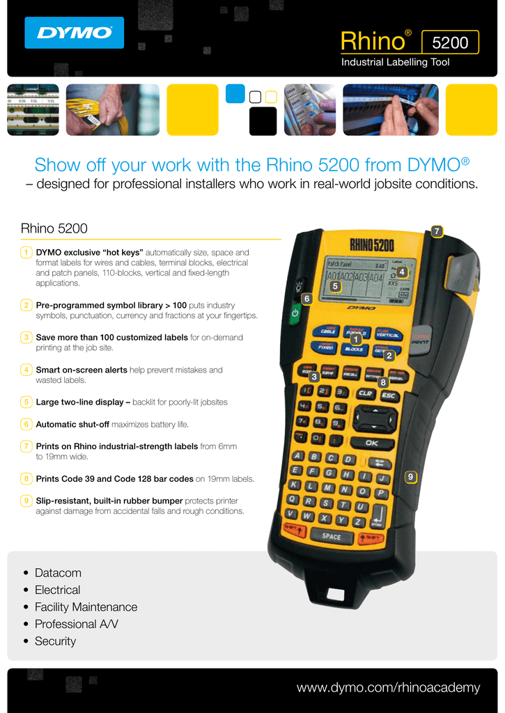 Dymo Rhino 5200 Brochure | Manualzz