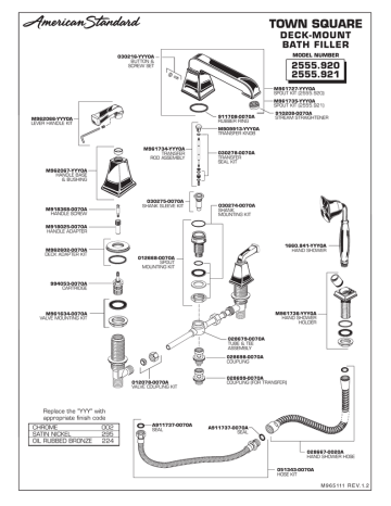 American Standard | 2555.921.002 | 2555.920.295 | User manual | TOWN ...