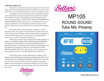 Rolls MP105 ROUND SOUND Owner's Manual | Manualzz