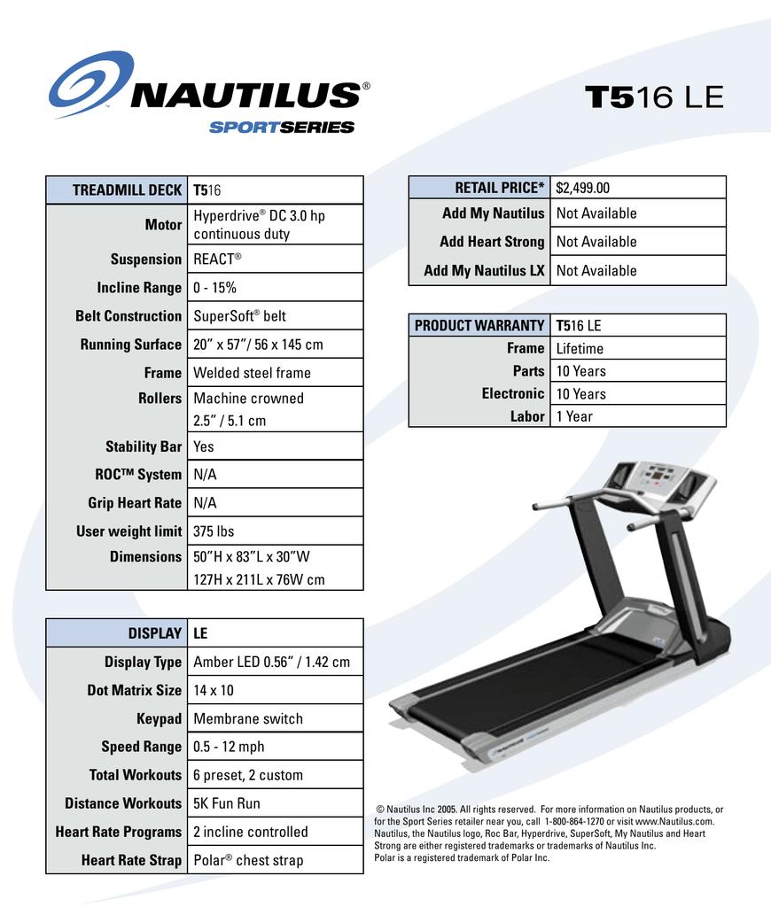 Nautilus T516 Treadmill 2025