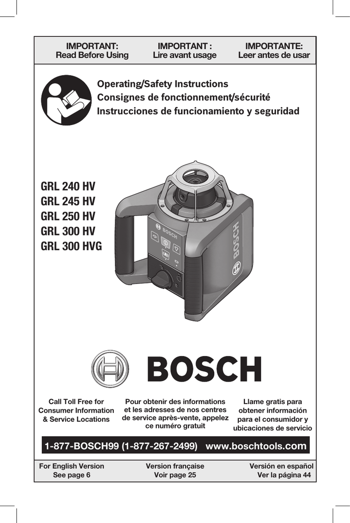 Bosch Grl 240 Hvck User Guide Manualzz