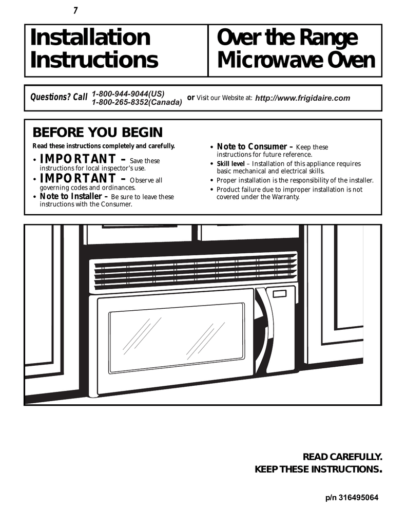 Frigidaire Mwv150kw Installation Instructions Manualzz Installation Instructions