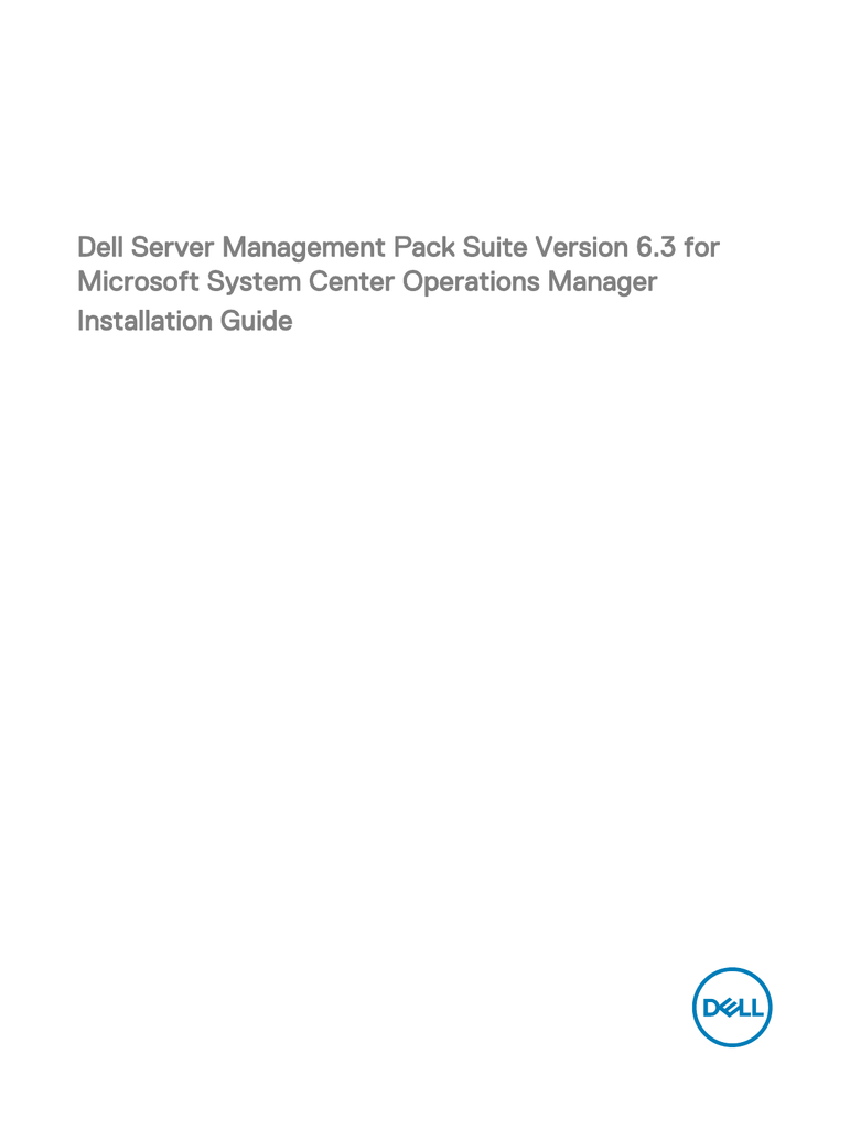Dell Server Management Pack Suite Version 6.3 For Microsoft System