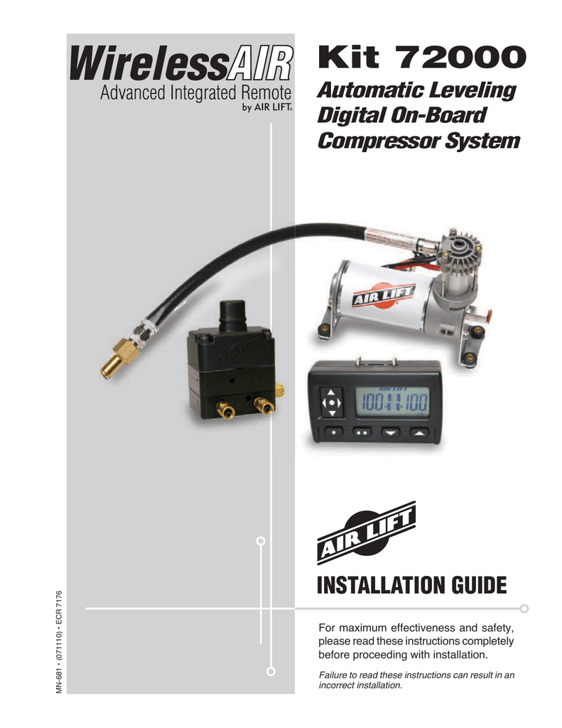 Air Lift 72000 Installation manual Manualzz