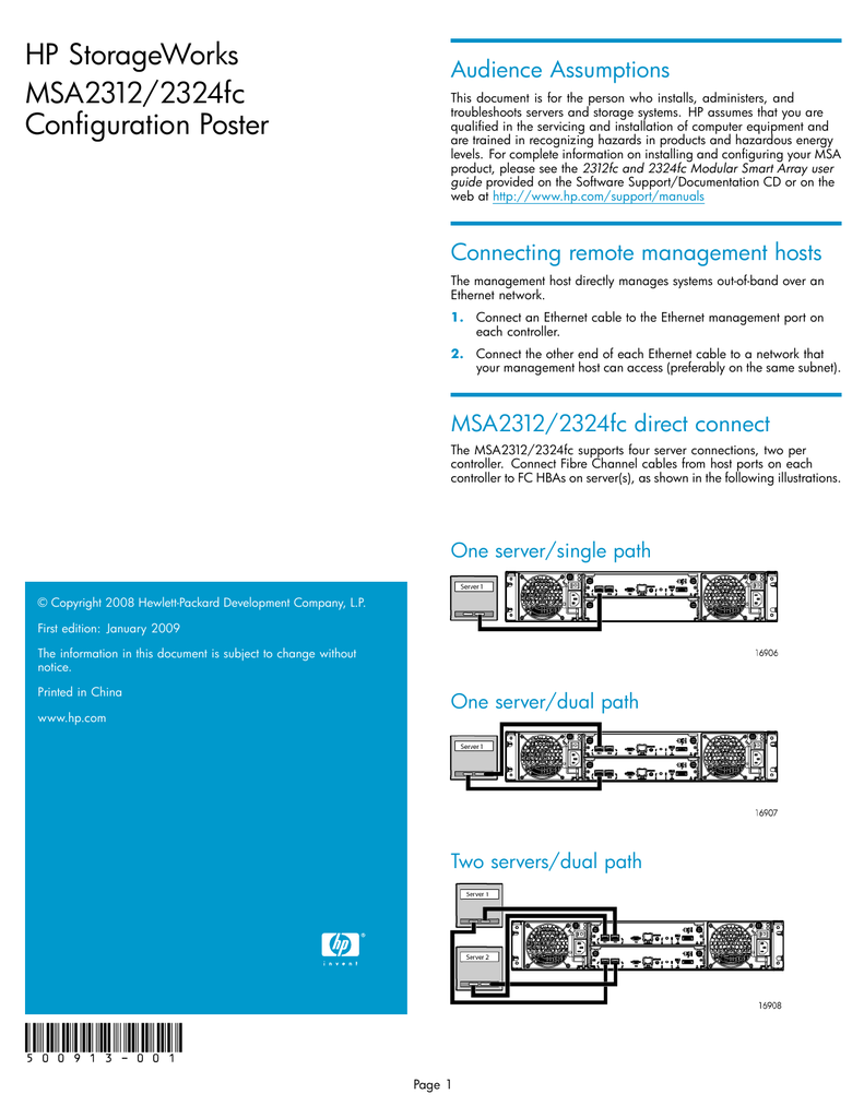 Hp Storageworks Msa2312 2324fc Configuration Poster Manualzz