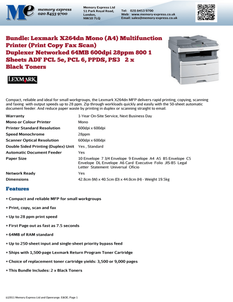 lexmark x264dn