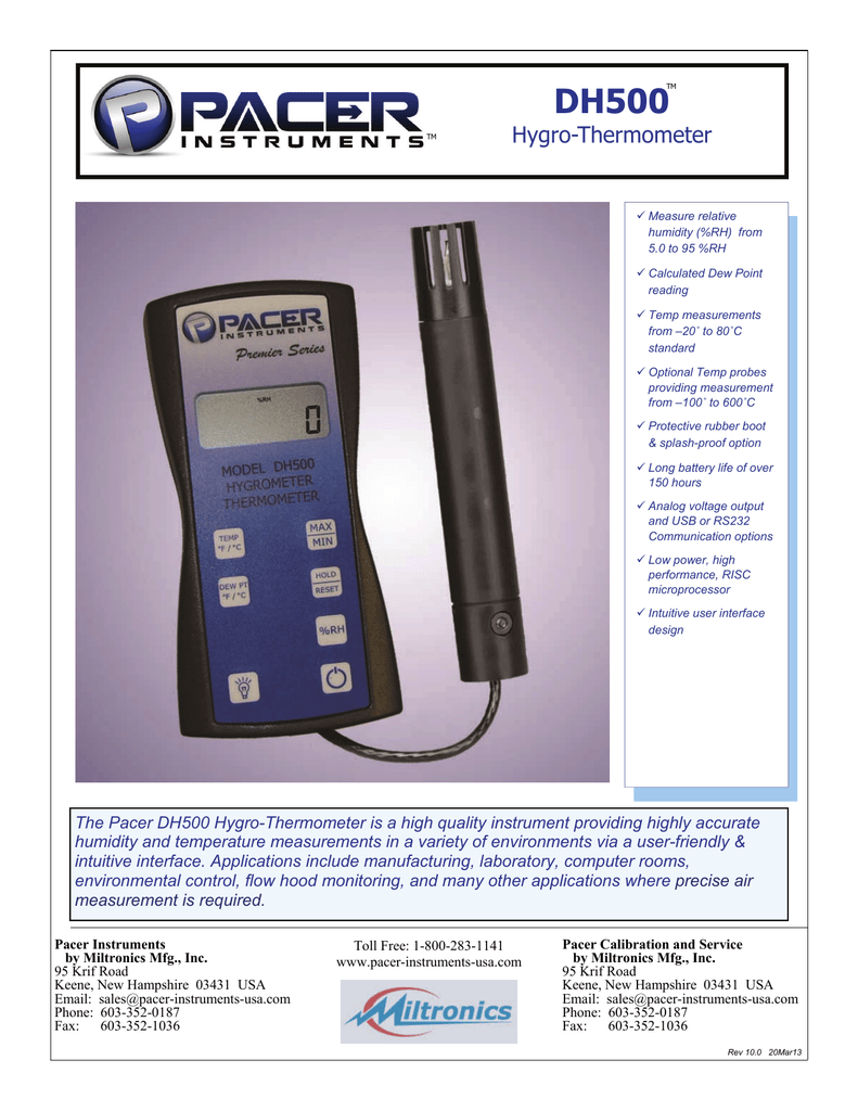 DH500 – Hygro-Thermometer - Pacer Instruments